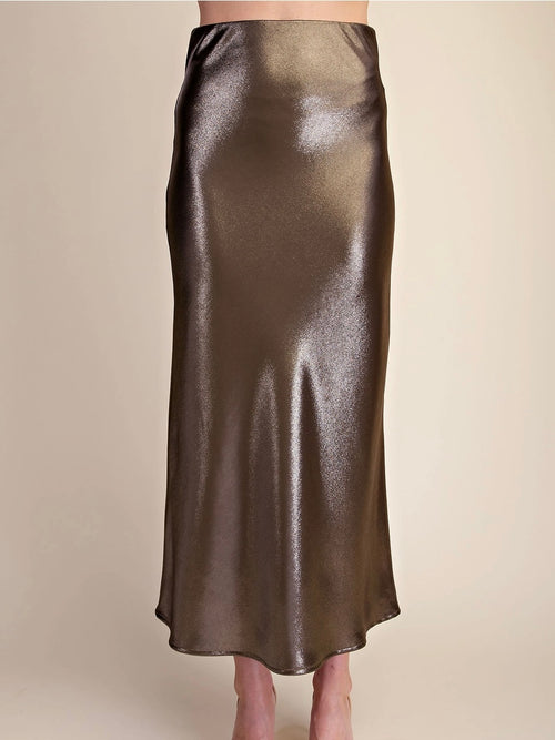 All That Glitters Midi Skirt in Olive