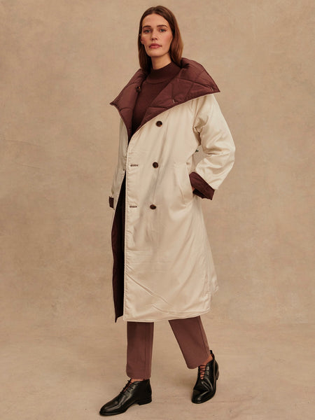 Annalise Reversible Wrap Coat in Deep Mahogany