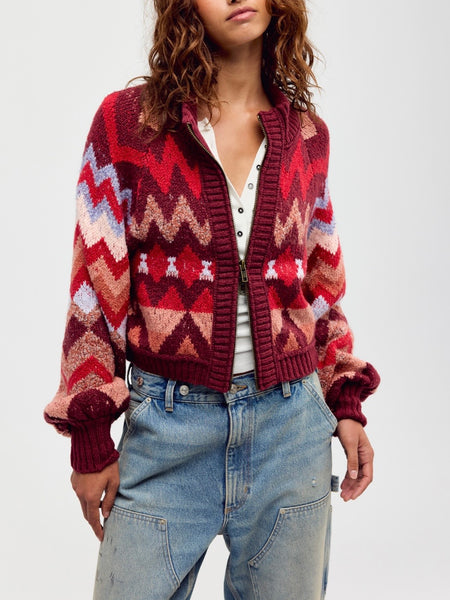Rylan Mid Length Jacket in Washed Red