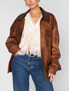 Maverick Bomber Jacket in Chestnut Brown Faux Leather