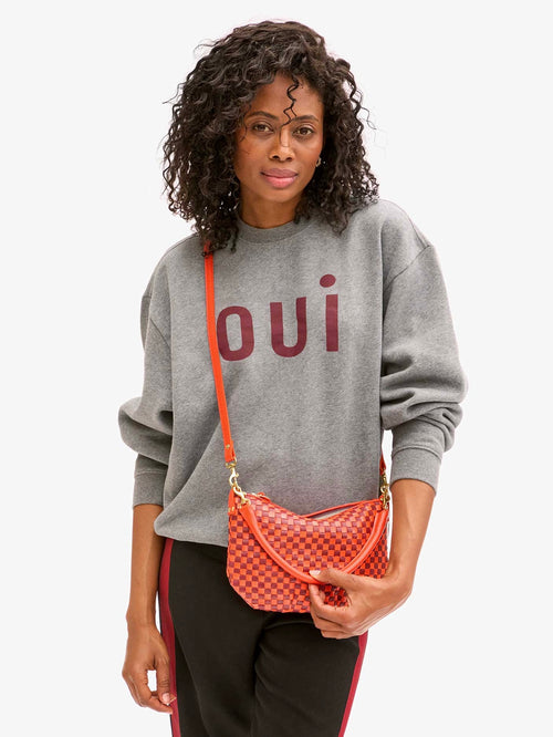 Oversized Sweatshirt in OUI Grey Melange & Bordeaux