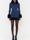 Chateau Cardigan in Navy Knit Faux Fur