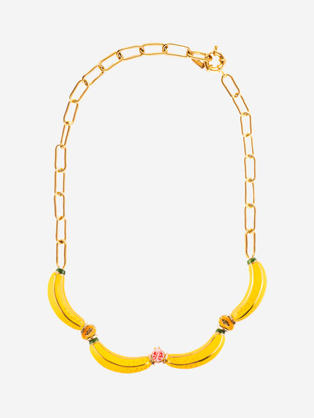 Yellow Banana Beads & Fruits Necklace