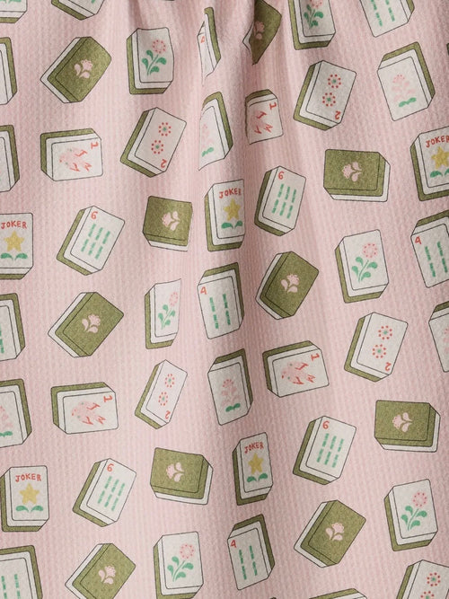 Flower Tiles Tea Towel in Pink