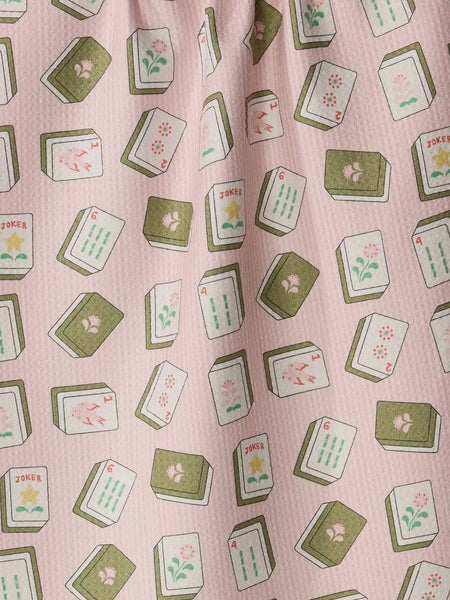 Flower Tiles Tea Towel in Pink
