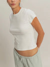 Basic Ribbed Tee in Off White