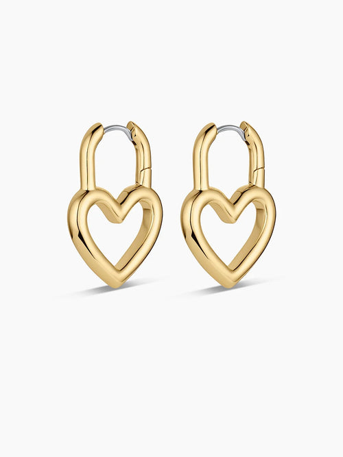 Open Heart Padlock Hoops