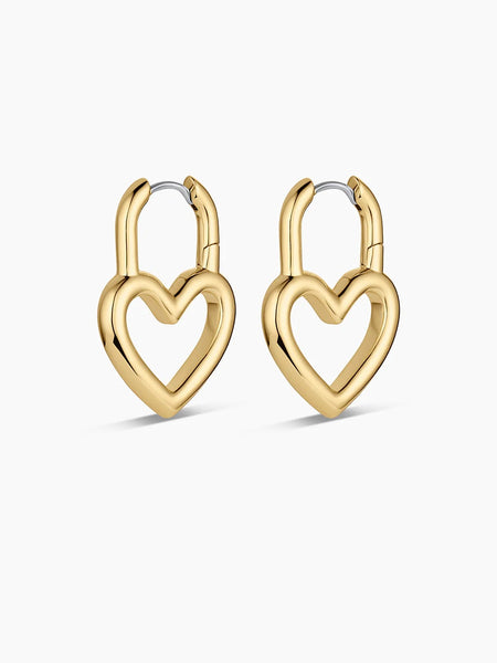 Open Heart Padlock Hoops