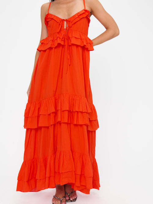 Freya Maxi Dress in Rouge Red Voile