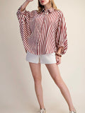Stripe Season Blouse in Burgundy