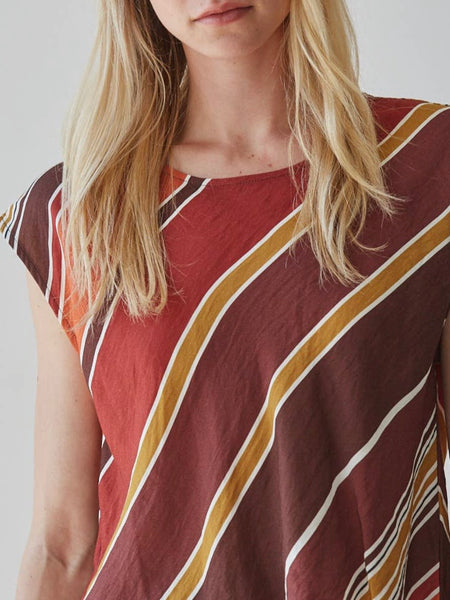 Sunset Stripe Top in Chocolate Rust