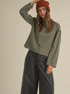 Extra Olives Striped Top in Moss & Navy