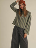 Extra Olives Striped Top in Moss & Navy