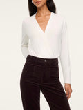 Cashknit Long Sleeve Wrap Bodysuit in Ivory