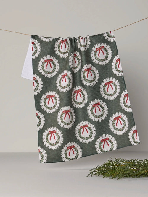 Merry Wreaths Tea Towel