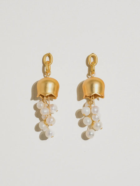 Merope Bellflower Pearl Earrings