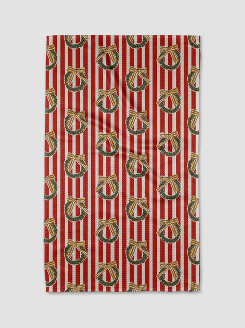 Red Wreaths Tea Towel