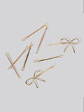 Metal Enamel Cloud & Bow Bobby Pin 8pc Set