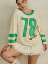 Homecoming Long Sleeve Biker Tee in Green Fields