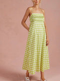 Pintucked Palm Dress in Chartreuse