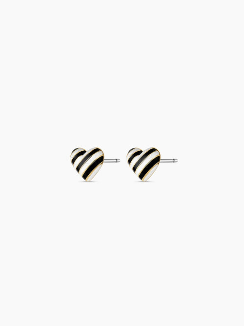 Campbell Enamel Heart Studs in Black