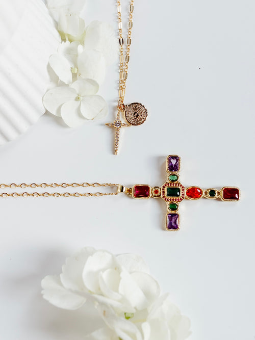 Genesis Cross Necklace in Multi