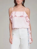Satin Asymmetrical Cami in Baby Pink