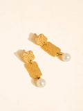 Amabel Hammered Pearl Drop Earrings