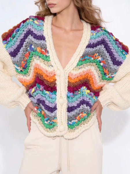 Rainbow Road Chunky Cardi in Multi
