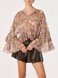 Margaery Top in Brown Floral