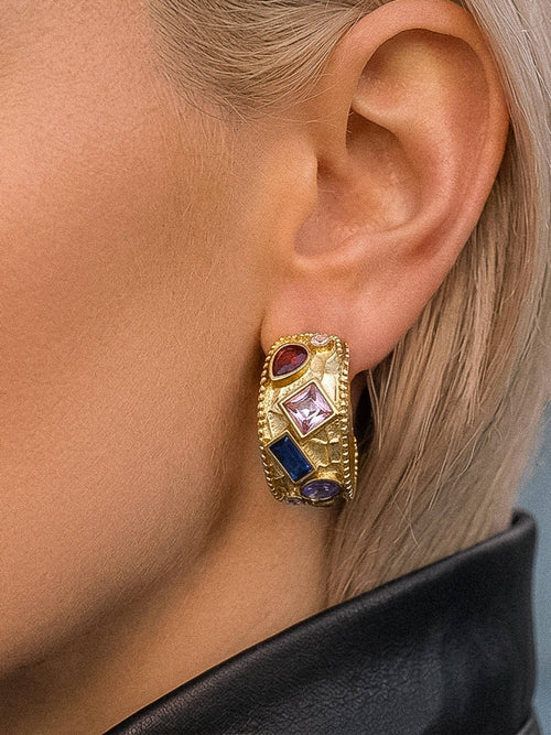 Delmare Gemstone Hoop Earrings