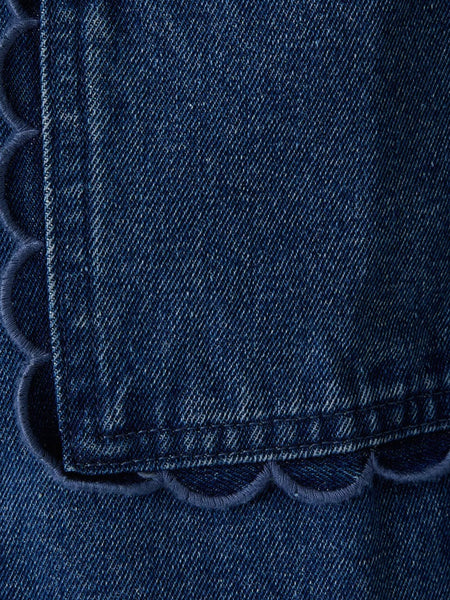 Strong Shoulders & Scallops Denim Jacket