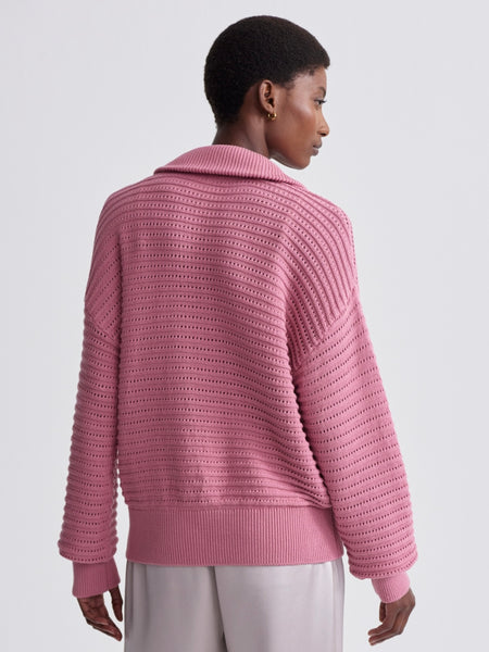 Tara Pointelle Half Zip in Foxglove