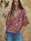 Swan Lake Flutter Sleeve Blouse in Lilac Rose