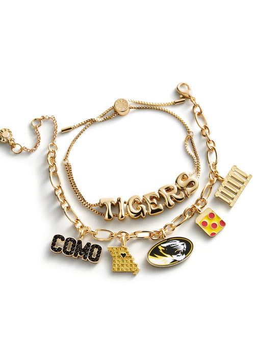 University of Missouri Two Piece Charm & Slogan Bracelet