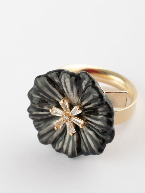 Black Aster Flower Ring