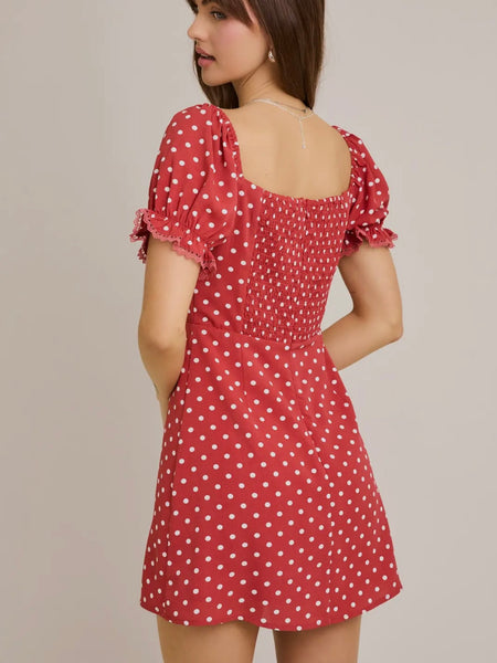 Pretty In Polka Dots Dress in Red