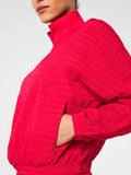 Get Moving Textured Half Zip Jacket in Spanx Red