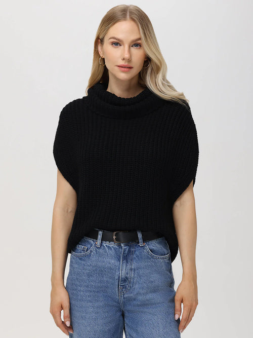 Cate Sleeveless Turtleneck Sweater in Black