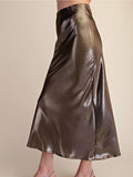 All That Glitters Midi Skirt in Olive