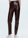 Cassie High Rise Straight Pant in Tobacco Croc