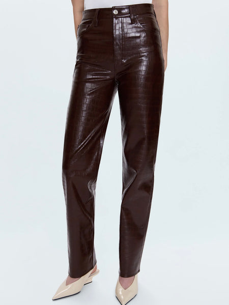 Cassie High Rise Straight Pant in Tobacco Croc