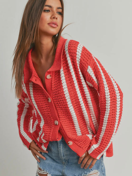 A Right To Cardi Sweater in Red