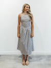 Between The Lines Midi Dress in Navy
