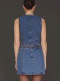Braided Trim Denim Vest in Highside Wash