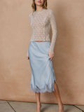 Long Live Lace Pencil Skirt in Powder Blue