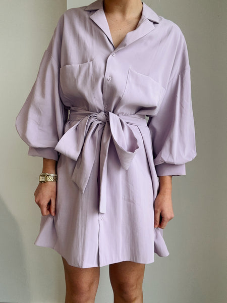 Chateau Tunic Mini Dress in Lavender
