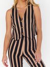 Vicky Vest in Sepia Stripe Denim