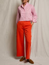 Naomi Poplin Button Down in Sugar Pink & Mocha Stripe