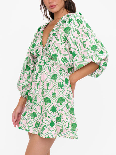 Hadley Mini Dress in Coastal Collage